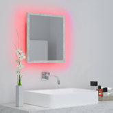 vidaXL Lustro łazienkowe LED, szarość betonu, 40x8,5x37 cm, akryl