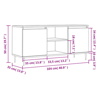 vidaXL Szafka pod TV, czarna, 104x35x50 cm, materiał drewnopochodny