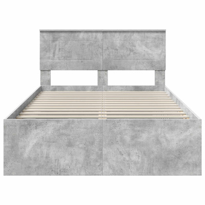 Ramka łóżka Szary beton 135 x 190 cm Drewno inżynieryjne