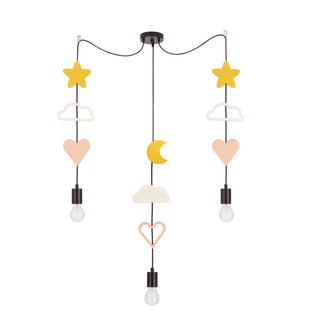 Trio hcsm p lampa wisząca czarny 3x20W E27 iq kids różowy+biały+złoty