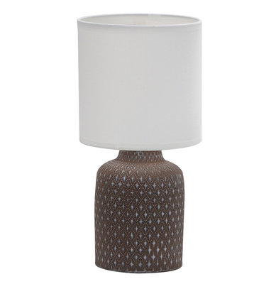 Lampka nocna Iner brązowa ceramiczna z abażurem klasyczna