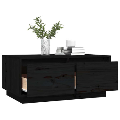 Stolik kawowy, czarny, 80x50x35 cm, lite drewno sosnowe