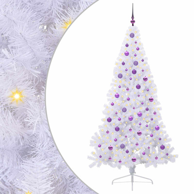 Sztuczna choinka z 300 diodami LED Biały 210 cm PVC i stal