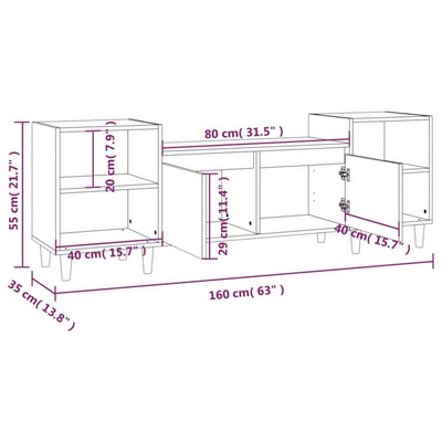vidaXL Szafka pod TV, biała, 80x36x50 cm, materiał drewnopochodny