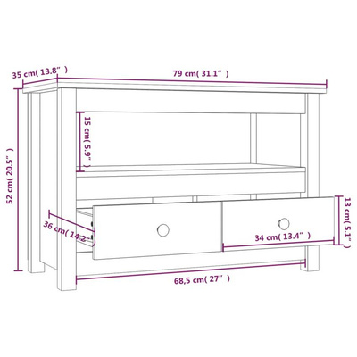 vidaXL Szafka pod TV, czarna, 79x35x52 cm, lite drewno sosnowe