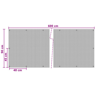 Ekran Balkonowy z Oczkami 600 x 90 cm polirattan antracytowy