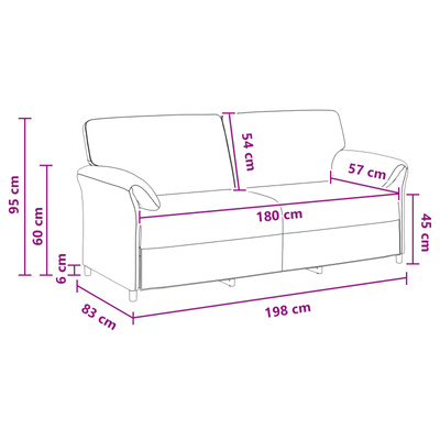 Sofa 3-osobowa Zielony morski 198 x 83 x 95 cm Welur