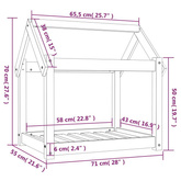 vidaXL Legowisko dla psa, szare, 71x55x70 cm, lite drewno sosnowe