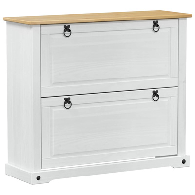 Szafka na buty Corona Biały 99 x 32 x 85 cm Lite drewno sosnowe