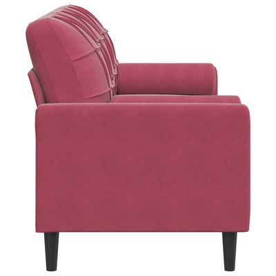 3-osobowa sofa z poduszkami, winna czerwień, 180 cm, aksamit