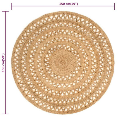 Ręcznie pleciony dywan z juty, 150 cm, okrągły vidaXL