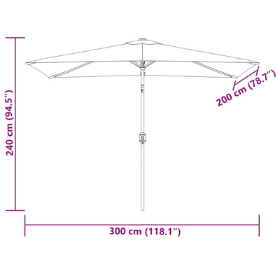 Prostokątny parasol ogrodowy, biały, 200x300 cm
