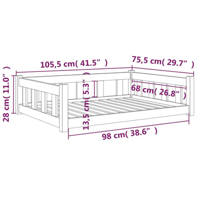 Legowisko dla psa, 105,5x75,5x28 cm, drewno sosnowe vidaXL