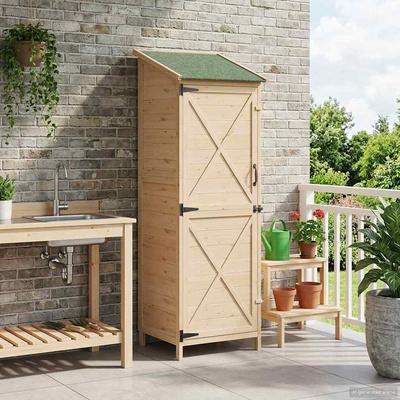 Shed ogrodowy naturalny 59,5 x 56 x 176,5 cm Drewno Świerkowe