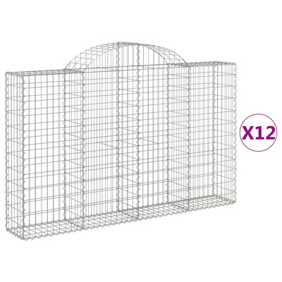 Kosze gabionowe, 12 szt, 200x30x120/140cm, galwanizowane żelazo