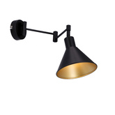 Kinkiet regulowany COPENHAGEN czarno-złoty - lampa do czytania w stylu industrialnym E14 