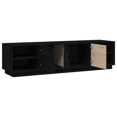 vidaXL Szafka pod TV, czarna, 156x40x40 cm, lite drewno sosnowe