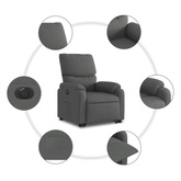 vidaXL Podnoszony fotel masujący, elektryczny, rozkładany, ciemnoszary wariant 14