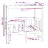 vidaXL Legowisko dla psa, szare,95,5 x 73,5 x 90cm,lite drewno sosnowe