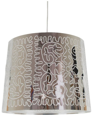 Lampa wisząca z abażurem Andromeda klasyczna srebrna pojedyncza 35 cm