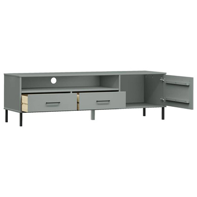 Szafka pod TV OSLO, metalowe nóżki, szara, sosnowa vidaXL