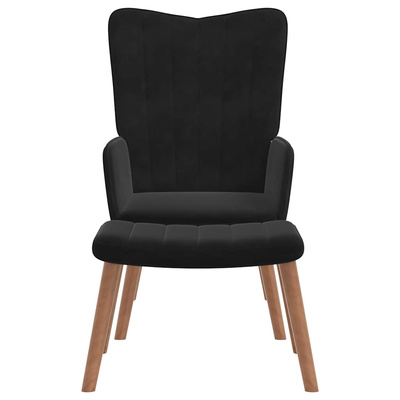 Fotel z podnóżkiem, czarny, obity aksamitem model standard
