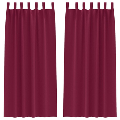 Firany blackout z kółkami 2 pcs Czerwone wino 225 x 140 cm