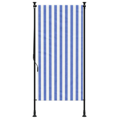 vidaXL Roleta zewnętrzna, niebiesko-biała, 120x270 cm, tkanina i stal