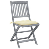 vidaXL Składane krzesła ogrodowe, 4 szt., z poduszkami, akacjowe