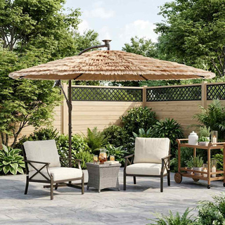Parasol ogrodowy na stalowym słupku, brązowy, 290x290x238 cm