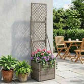 Donica ogrodowa z trellem Szary 35 x 30 x 135 cm polirattan