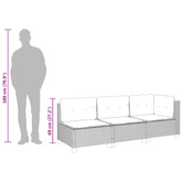 3-osobowa sofa ogrodowa z poduszkami, szara, polirattan model standard