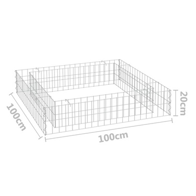 vidaXL Podwyższona donica gabionowa, galwanizowana stal, 100x100x20 cm