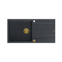 EVAN 146 XL GraniteQ zlewozmywak z syfonem Push 2 Open 1-komorowy z/o (1000x500x210; kom. 420x480) black diamond / elementy złote