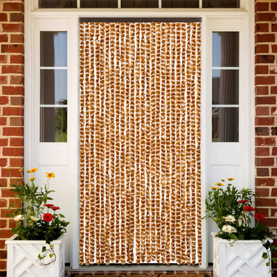 Zasłona przeciwko owadom, ochra i biel, 100x230 cm, szenil