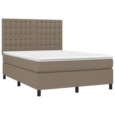 vidaXL Łóżko kontynentalne z materacem, taupe, 140x200 cm, tkanina wariant 6