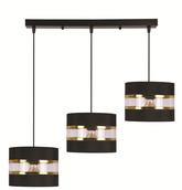 Lampa wisząca z abażurami Pandy czarna potrójna do salonu E27