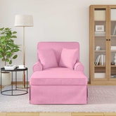 Chaise Lounge z Fartuszkiem 3 szt. Różowy tkanina