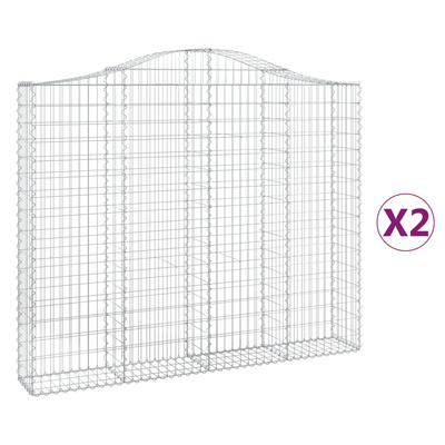 Kosze gabionowe, 2 szt, 200x30x160/180 cm, galwanizowane żelazo