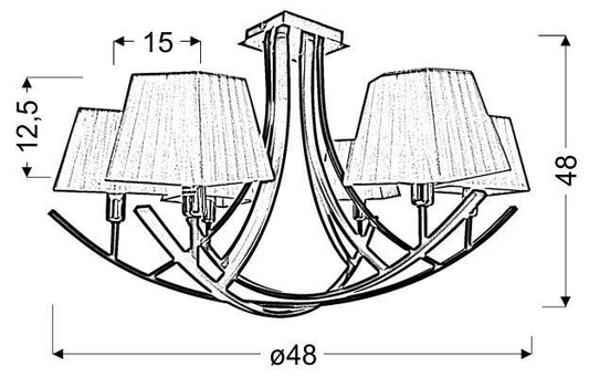 Lampa sufitowa czarna / biały abażur żyrandol 6x40W Valencia Candellux 36-30993