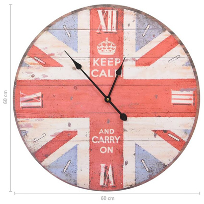 vidaXL Zegar ścienny w stylu vintage, z flagą UK, 60 cm