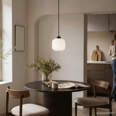 ESTILO lampa wisząca czarny 1x40W E27 klosz biały