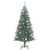 vidaXL Sztuczna choinka z 300 LED, bombkami i śniegiem, 210 cm