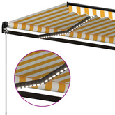 Ręcznie zwijana markiza z LED, 500x350 cm, żółto-biała