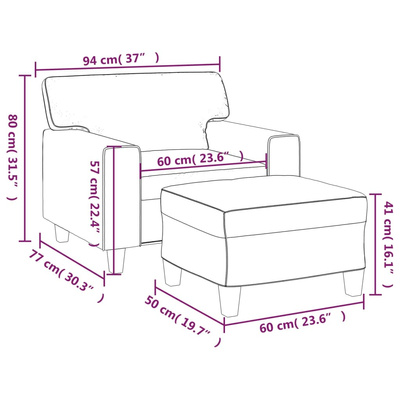 Fotel z podnóżkiem, czerwień winna, 60 cm, sztuczna skóra vidaXL