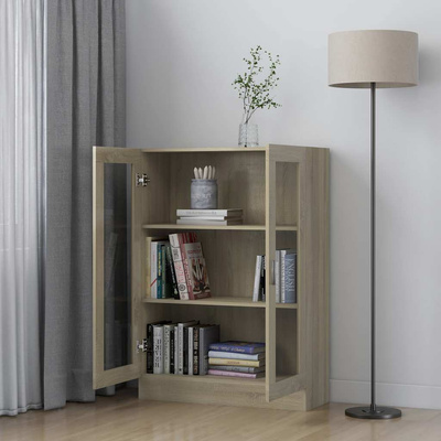 Witryna, dąb sonoma, 82,5x30,5x115 cm, materiał drewnopochodny