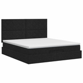 Łóżko ottoman z materacem Czarny 140 x 200 cm tkanina