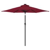 Parasol ogrodowy LED, stalowy słupek, bordowy, 225x225x212 cm