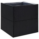 Donica ogrodowa, czarna, 80x80x80 cm, rattan PE