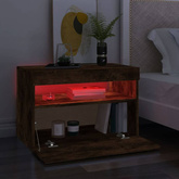 vidaXL Szafka pod TV z oświetleniem LED, przydymiony dąb, 60x35x40 cm